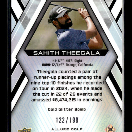 2026 Upper Deck Allure Golf Sahith Theegala #7 Gold Glitter Bomb 122/199