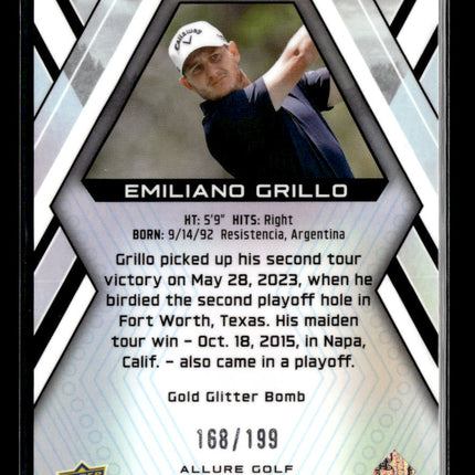 2026 Upper Deck Allure Golf Emiliano Grillo #11 Gold Glitter Bomb /199