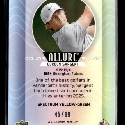 2026 UD Allure Color Flow Gordon Sargent #CF-15 Spectrum Yellow-Green 45/99