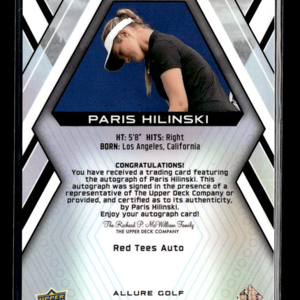 2026 Upper Deck Allure Golf Paris Hilinski #44 Red Tees Auto RC