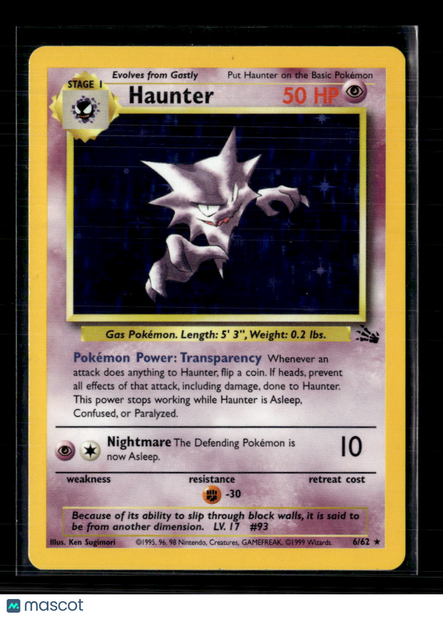 Pokemon 1999 Fossil Haunter #6/62 Holo