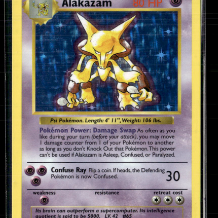 Pokemon 1999 Base Set Shadowless Alakazam #1/102 Holo