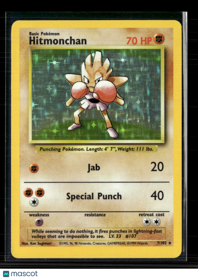 Pokemon 1999 Base Set Hitmonchan #7/102 Holo