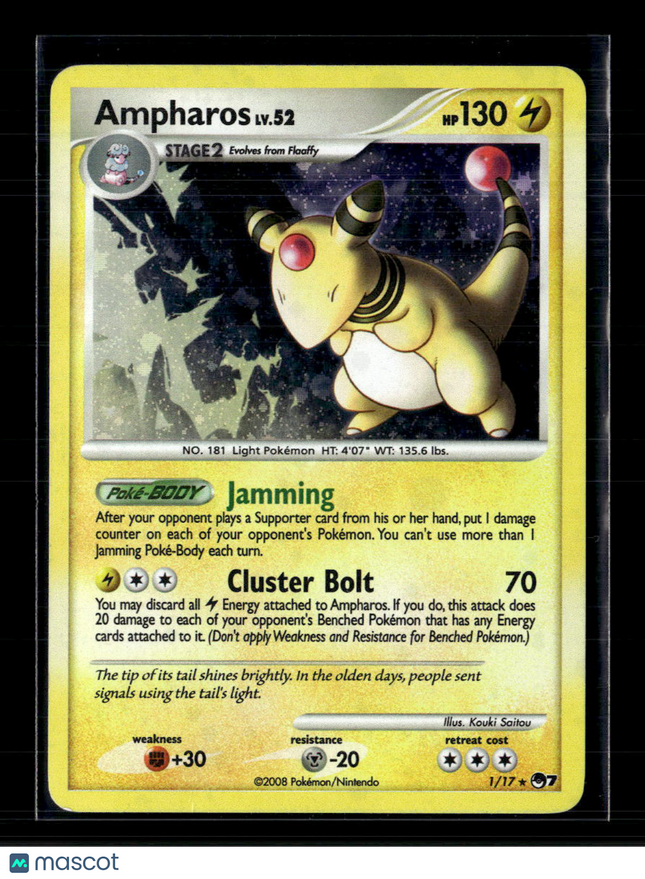 Pokemon 2008 EX Legend Maker Ampharos #1/17 Holo