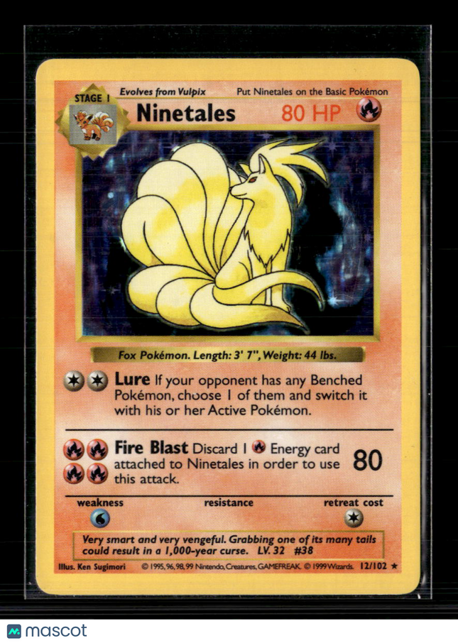 Pokemon 1999 Base Set Shadowless Ninetales #12/102 Holo