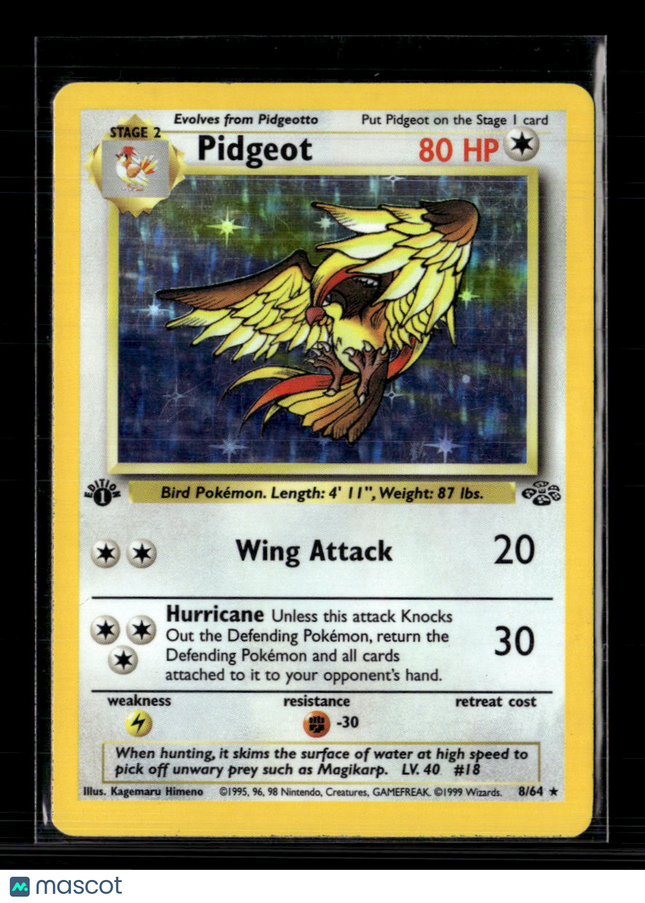 Pokemon 1999 Jungle Pidgeot 1st Edition #8/64 Holo
