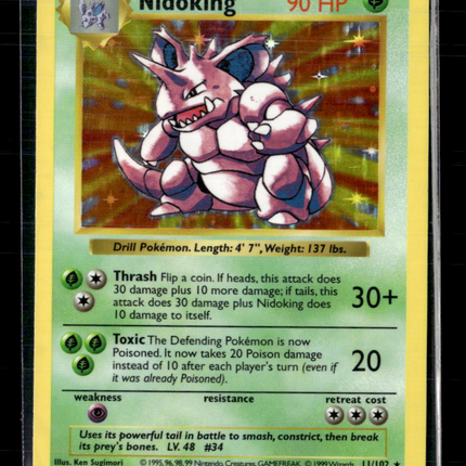 Pokemon 1999 Base Set Shadowless Nidoking #11/102 Holo