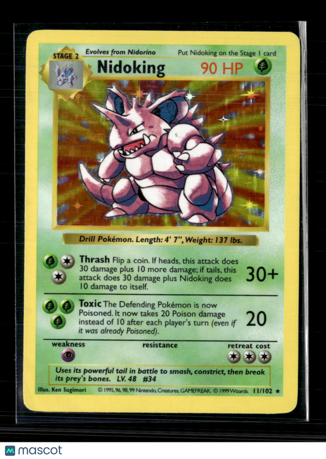 Pokemon 1999 Base Set Shadowless Nidoking #11/102 Holo