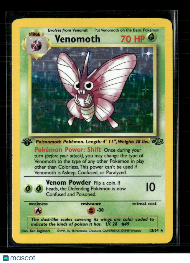 Pokemon 1999 Jungle Venomoth 1st Edition #13/64 Holo