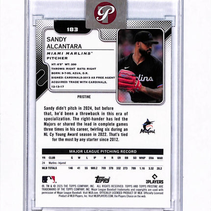 2025 Topps Pristine Sandy Alcantara #183 Refractor Aqua /199