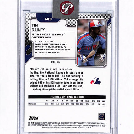 2025 Topps Pristine Tim Raines #143 Aqua Refractor /199