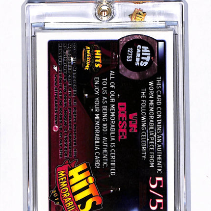 2011 Hits Memorabilia Red Carpet Jumbo Relic Vin Diesel Celebrity Worn 5/5 Patch