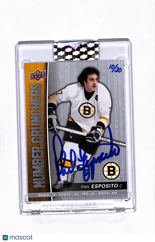 2019 Upper Deck Buybacks Number Crunchers Phil Esposito Buyback 10/20 Auto
