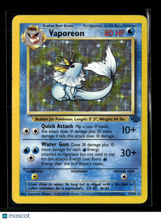 Pokemon 1999 Jungle Vaporeon #12/64 Holo