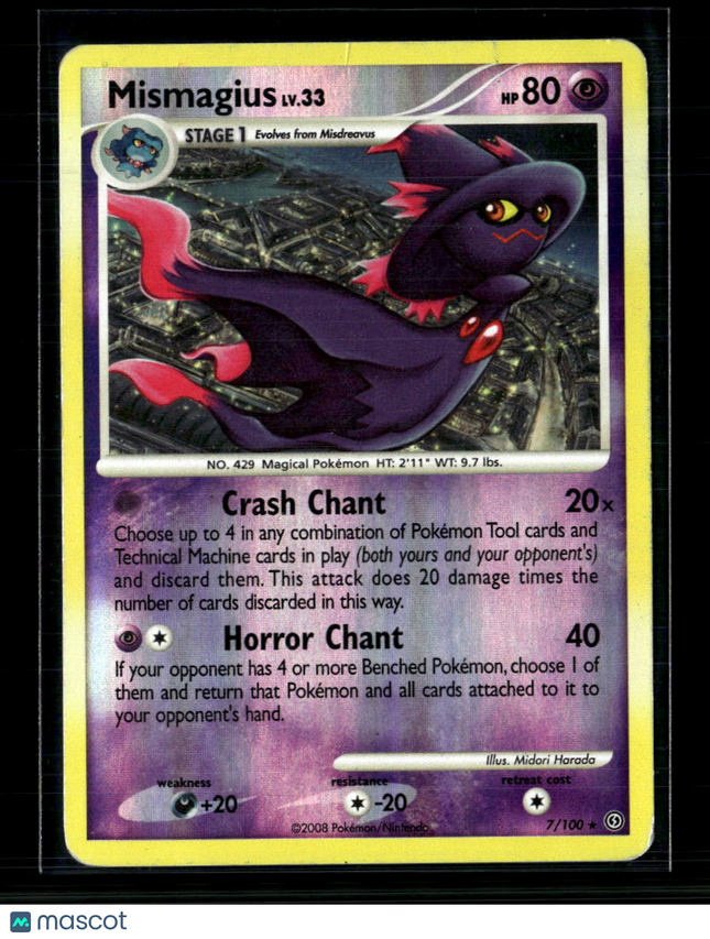 Pokemon 2008 Legends Awakened Mismagius #7/100 Reverse Holo