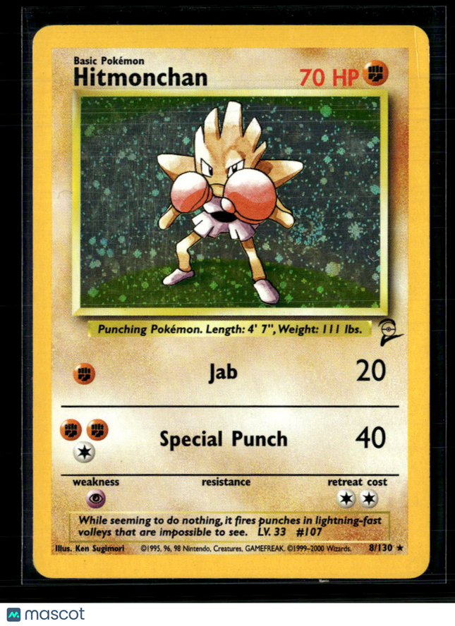 Pokemon 2000 Base Set 2 Hitmonchan #8/130 Holo