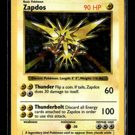 Pokemon 1999 Base Set Shadowless Zapdos #16/102