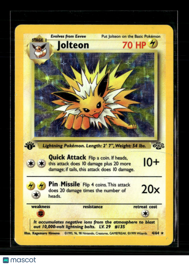 Pokemon 1999 Jungle Jolteon 1st Edition #4/64 Holo