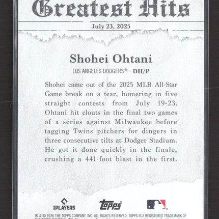 2026 Topps Greatest Hits Shohei Ohtani #GH-17