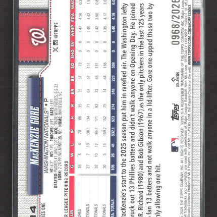 2026 Topps Series 1 MacKenzie Gore #14 Gold