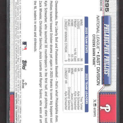 2026 Topps Series One Phillies #295 Silver Crackle Foil