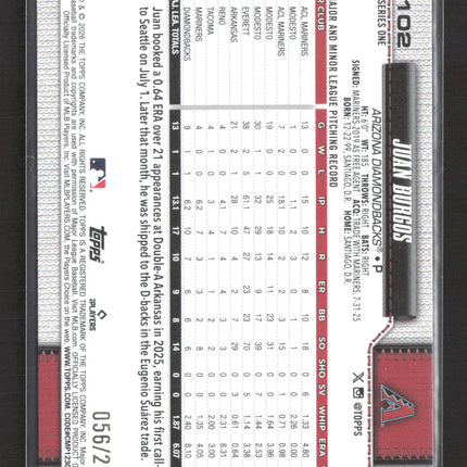 2026 Topps Series One Juan Burgos #102 Purple RC