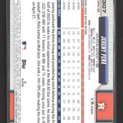 2026 Topps Series One Jeremy Peña #307
