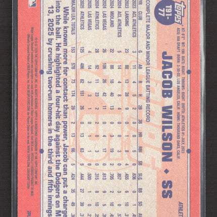2025 Topps Series 1 Jacob Wilson #T91-77 Topps All-Star Rookie