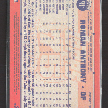 2025 Topps Series 1 Roman Anthony #T91-71 RC