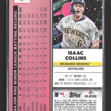 2025 Topps Chrome Cosmic Isaac Collins #51 RC white