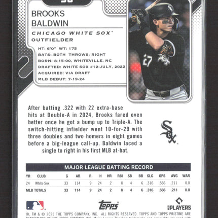 2025 Topps Pristine Brooks Baldwin #98 Purple 16/99 RC