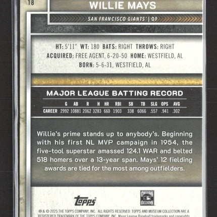 2025 Topps Museum Collection Willie Mays #18