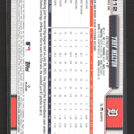 2026 Topps Series One Troy Melton #212 RC