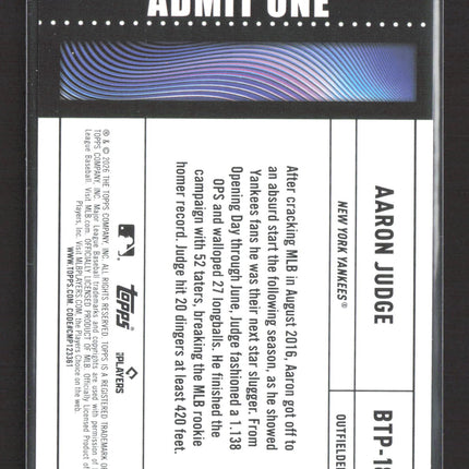 2026 Topps Big Ticket Player Aaron Judge #BTP-18