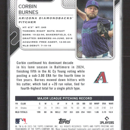 2025 Topps Pristine Corbin Burnes #55 Blue 012/199