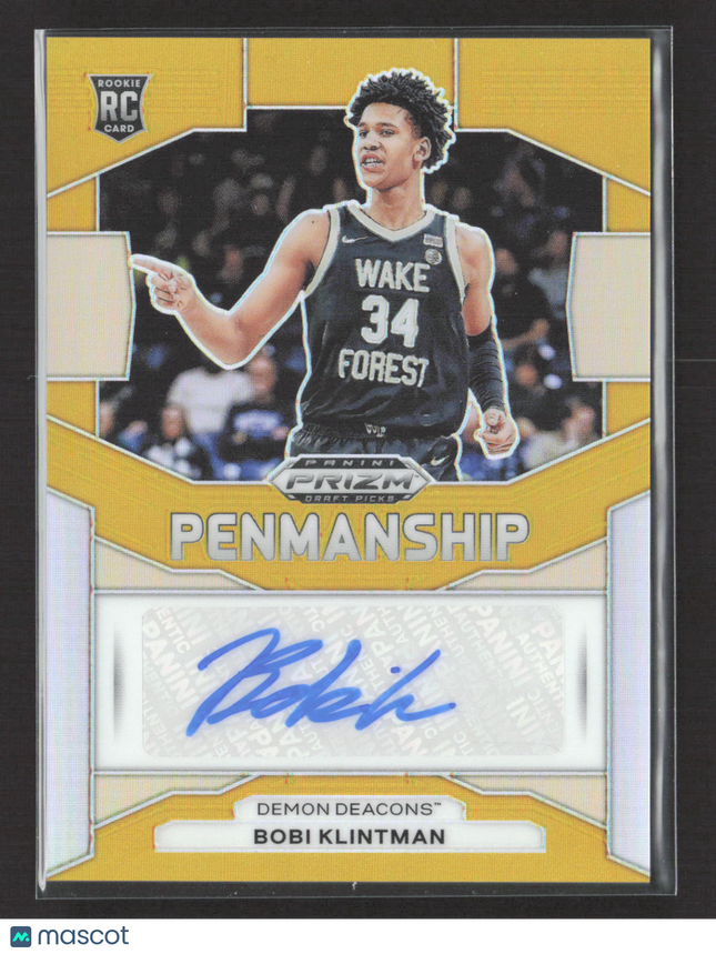 2024 Panini Prizm Draft Picks Penmanship Bobi Klintman #P-BBK Gold 07/10 RC Auto