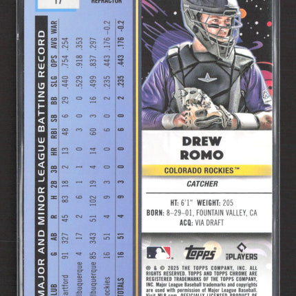 2025 Topps Chrome Cosmic Drew Romo #17 Refractor RC