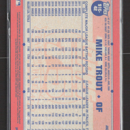 2026 Topps Chrome Silver Mojo Refractor Mike Trout #91C-42