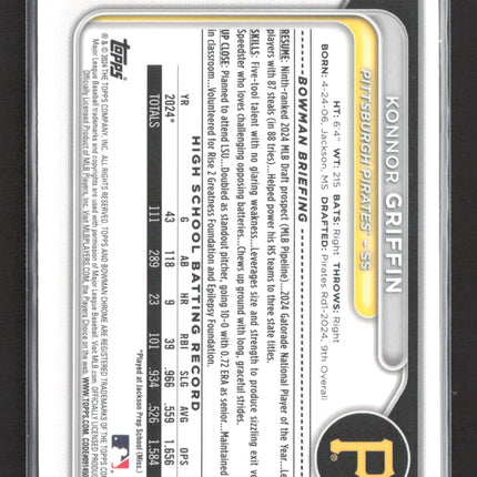 2024 Bowman Chrome Konnor Griffin #BDC-22 Green Lunar Glow Refractor