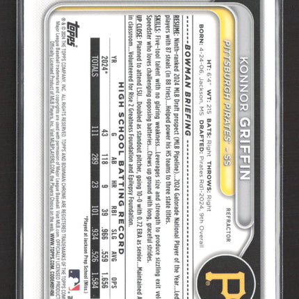 2024 Bowman Chrome Draft Konnor Griffin #BDC-22 Refractor 1st Bowman