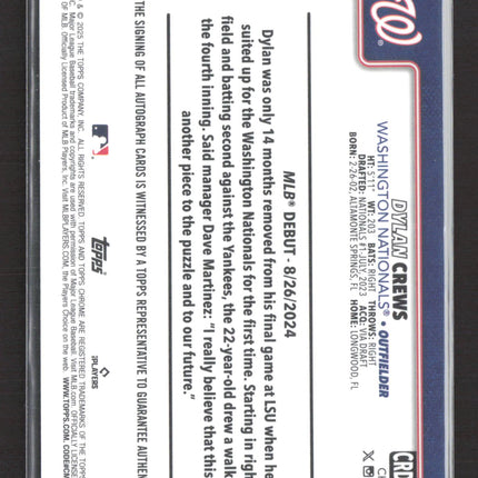 2024 Topps Chrome Update MLB Debut Dylan Crews #CRDA-DC Gold Wave Auto /50