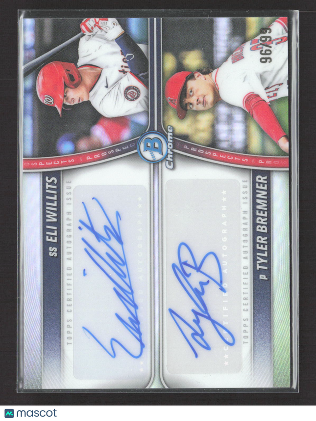 2025 Bowman Draft Chrome Tyler Bremner Eli Willits #PDA-WB Refractor 96/99 Auto