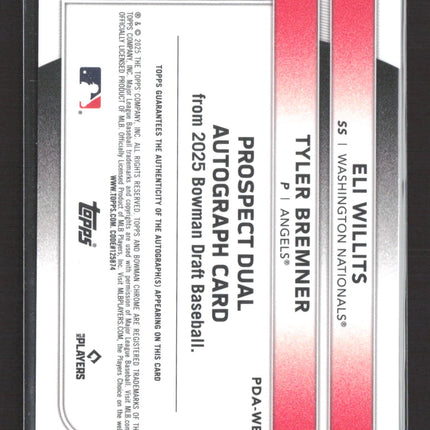 2025 Bowman Draft Chrome Tyler Bremner Eli Willits #PDA-WB Refractor 96/99 Auto