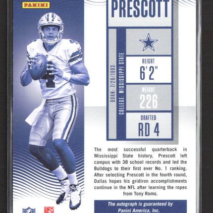 2016 Panini Contenders Football Dak Prescott #307 Playoff Ticket RC /25 Auto