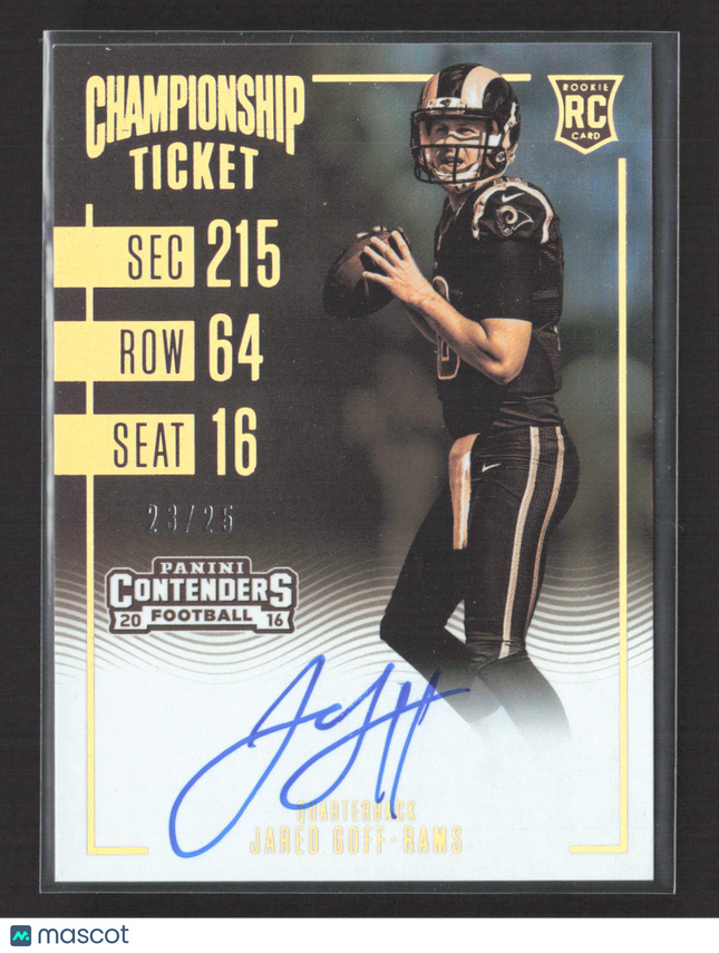 2016 Panini Contenders Football Championship Ticket Jared Goff #301 RC 23/25