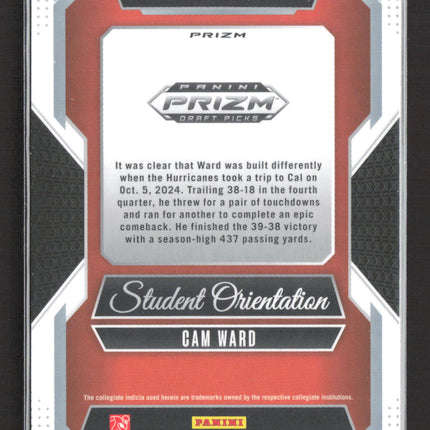 2025 Panini Prizm Draft Picks Student Orientation Cam Ward #12 Orange Mosaic RC