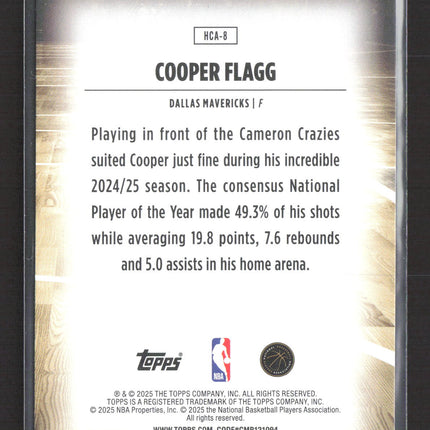 2025 Topps Home Court Advantage Cooper Flagg #HCA-8 RC