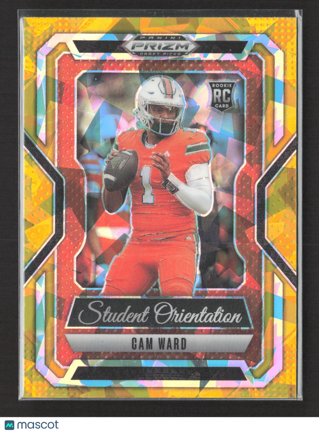 2025 Panini Prizm Draft Picks Student Orientation Cam Ward #12 Orange Mosaic RC