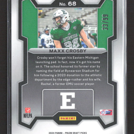 2024 Panini Prizm Draft Picks Maxx Crosby #68 Blue Mosaic 33/99