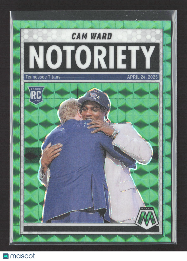 2025 Panini Mosaic Prizm Notoriety Cam Ward #17 Green RC
